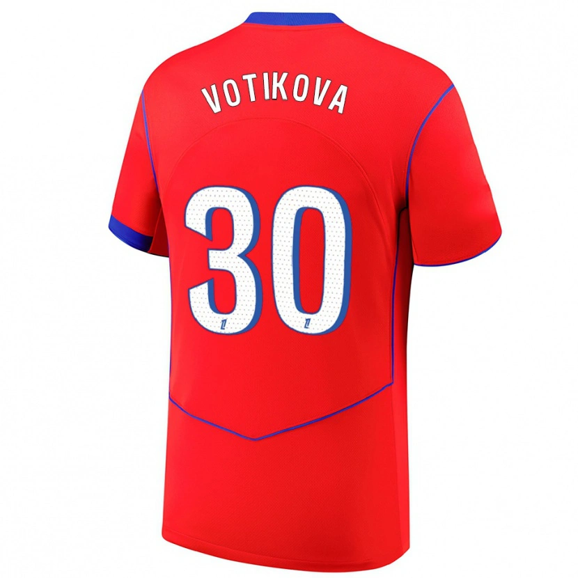 Danxen Pánské Barbora Votikova #30 Červená Modrá Bílá Třetí Hráčské Dresy 2025/26 Dres
