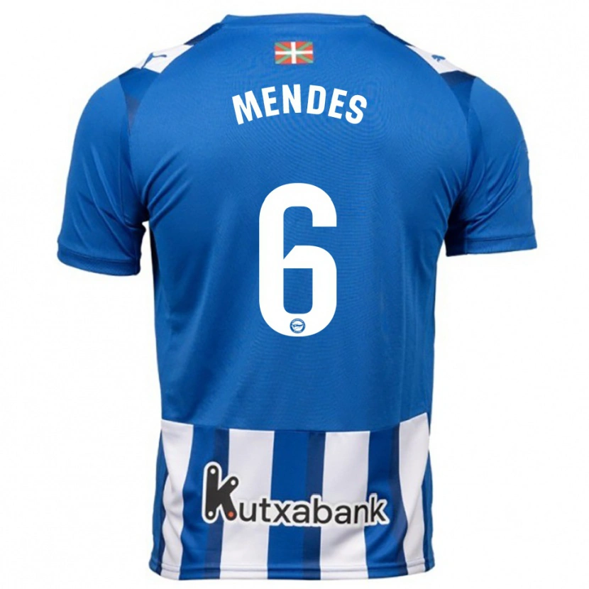 Danxen Dámské Tomás Mendes #6 Modrá Bílá Domů Hráčské Dresy 2025/26 Dres