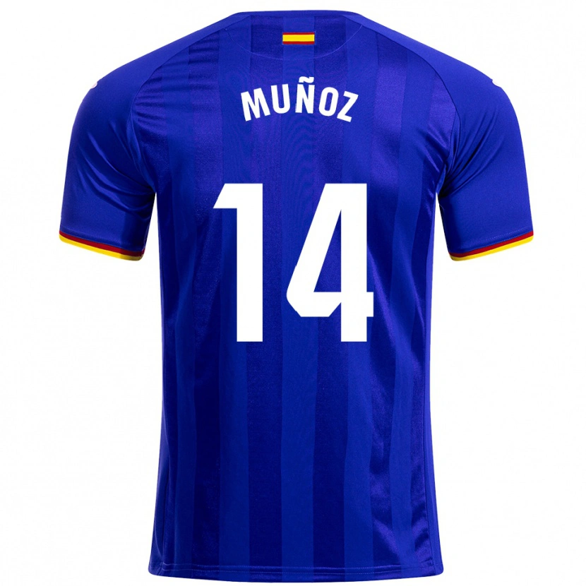 Danxen Dámské Javi Muñoz #14 Modrá Červená Žlutá Domů Hráčské Dresy 2025/26 Dres