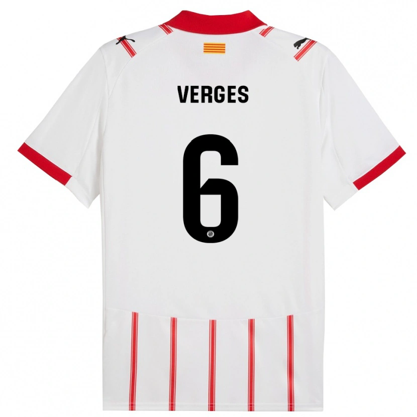 Danxen Dámské Mar Vergés #6 Bílá Červená Domů Hráčské Dresy 2025/26 Dres