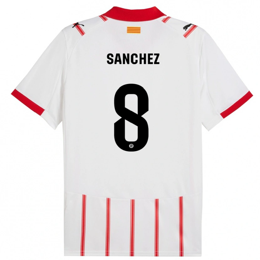 Danxen Dámské Miguel Ángel Sánchez #8 Bílá Červená Domů Hráčské Dresy 2025/26 Dres