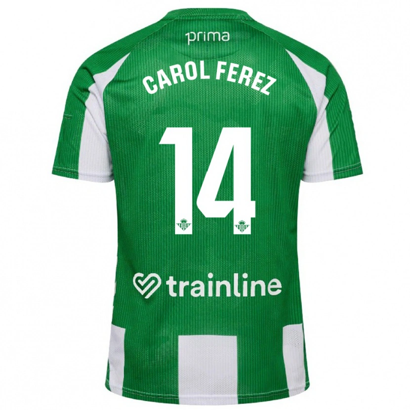 Danxen Dámské Carolina Férez Méndez #14 Zelená Bílá Domů Hráčské Dresy 2025/26 Dres