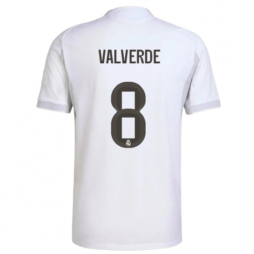 Danxen Dámské Federico Valverde #8 Bílá Žlutá Domů Hráčské Dresy 2025/26 Dres
