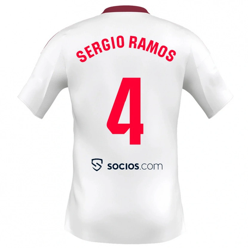 Danxen Dámské Sergio Ramos #4 Bílá Červená Domů Hráčské Dresy 2025/26 Dres