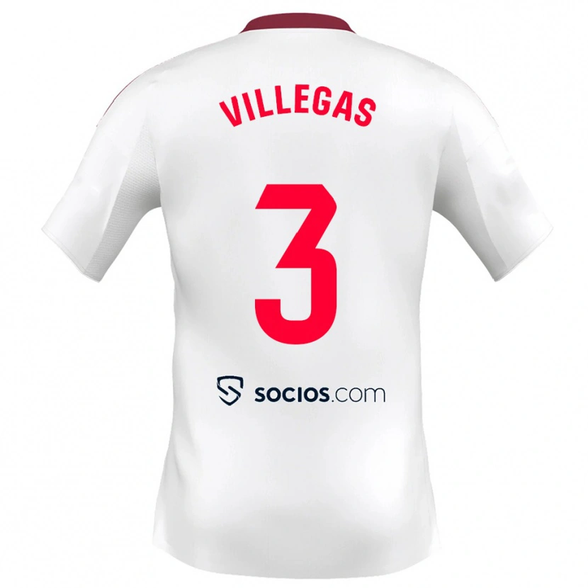 Danxen Dámské Juancho Villegas #3 Bílá Červená Domů Hráčské Dresy 2025/26 Dres