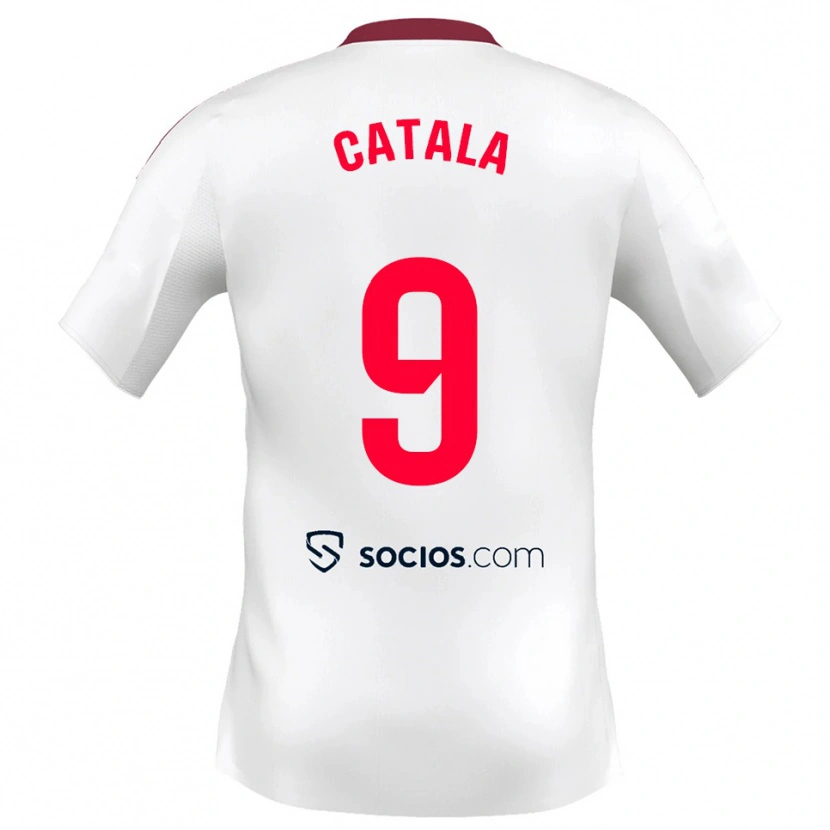 Danxen Dámské Rubén Catalá #9 Bílá Červená Domů Hráčské Dresy 2025/26 Dres