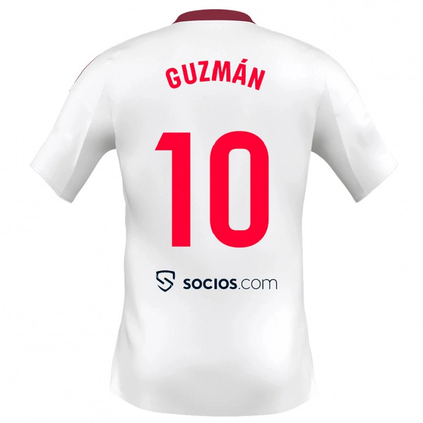 Danxen Dámské Gonzalo Guzmán #10 Bílá Červená Domů Hráčské Dresy 2025/26 Dres