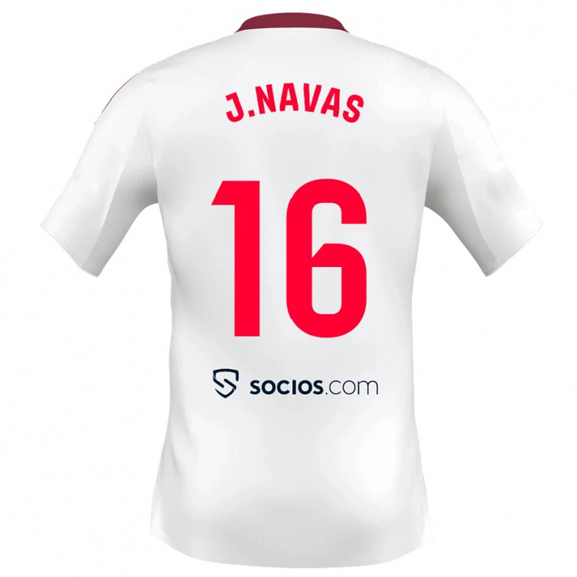 Danxen Dámské Jesus Navas #16 Bílá Červená Domů Hráčské Dresy 2025/26 Dres