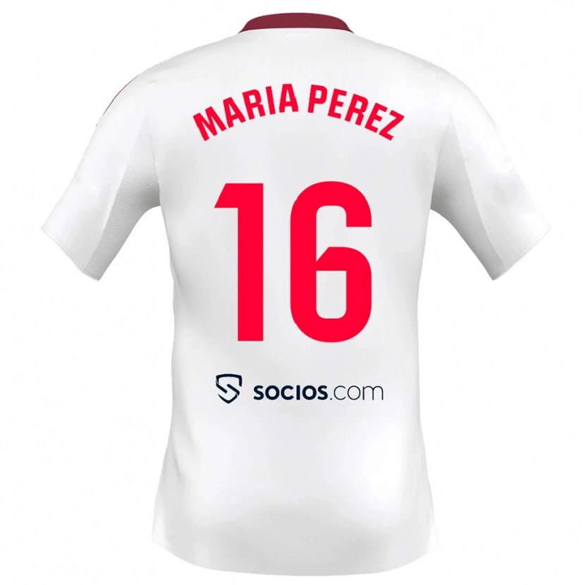 Danxen Dámské María Pérez Rabaza #16 Bílá Červená Domů Hráčské Dresy 2025/26 Dres