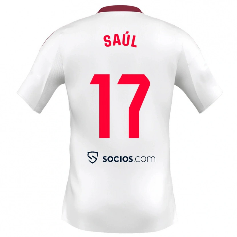 Danxen Dámské Saul Niguez #17 Bílá Červená Domů Hráčské Dresy 2025/26 Dres