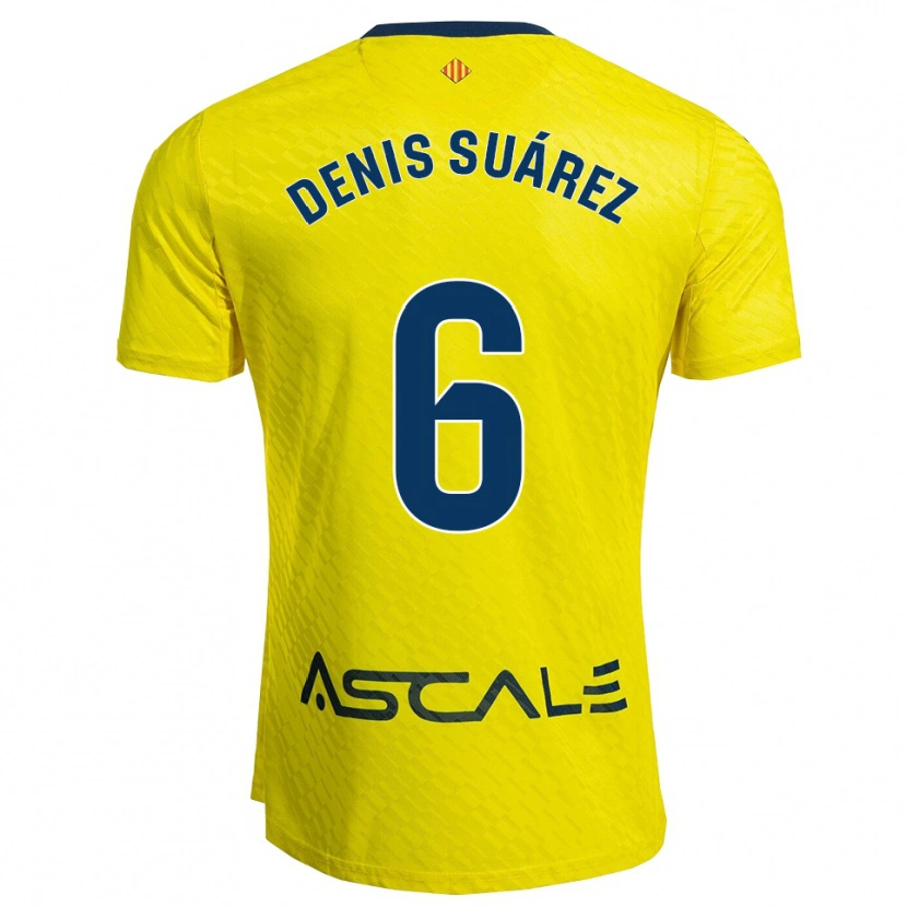 Danxen Dámské Denis Suárez #6 Žlutá Tmavě Modrá Domů Hráčské Dresy 2025/26 Dres