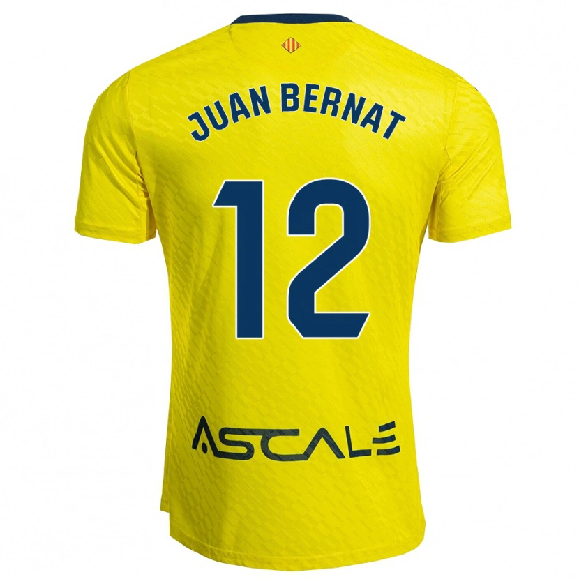 Danxen Dámské Juan Bernat #12 Žlutá Tmavě Modrá Domů Hráčské Dresy 2025/26 Dres