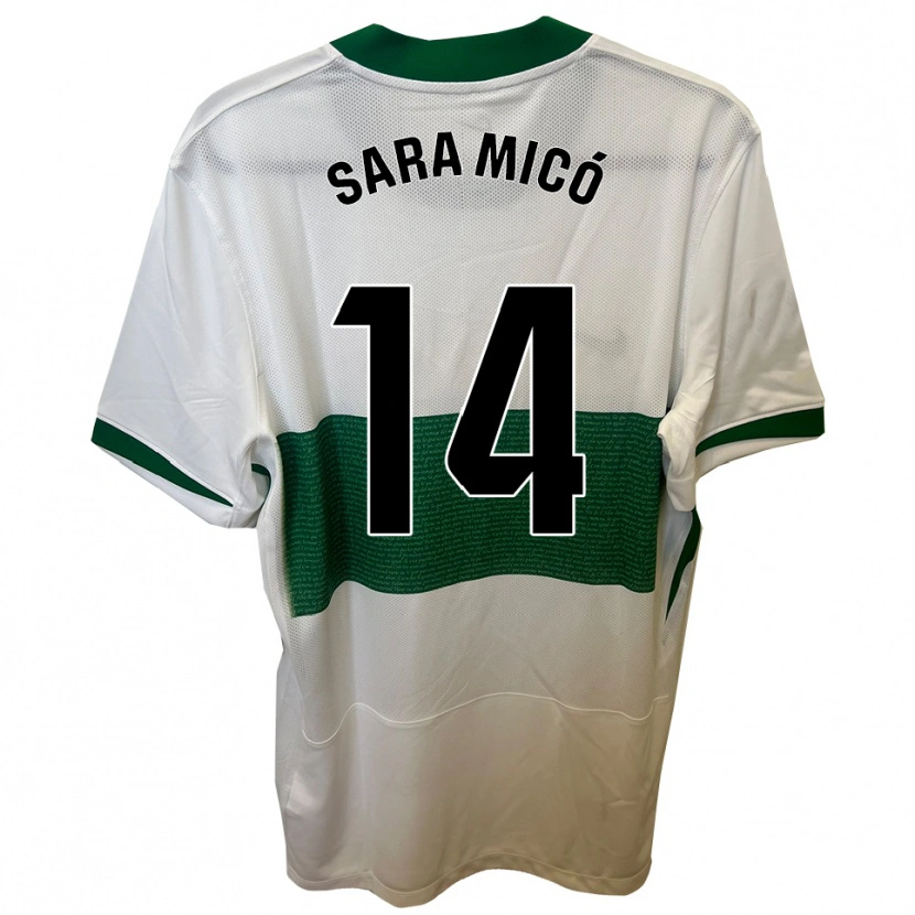 Danxen Dámské Sara Micó Soler #14 Bílá Zelená Domů Hráčské Dresy 2025/26 Dres