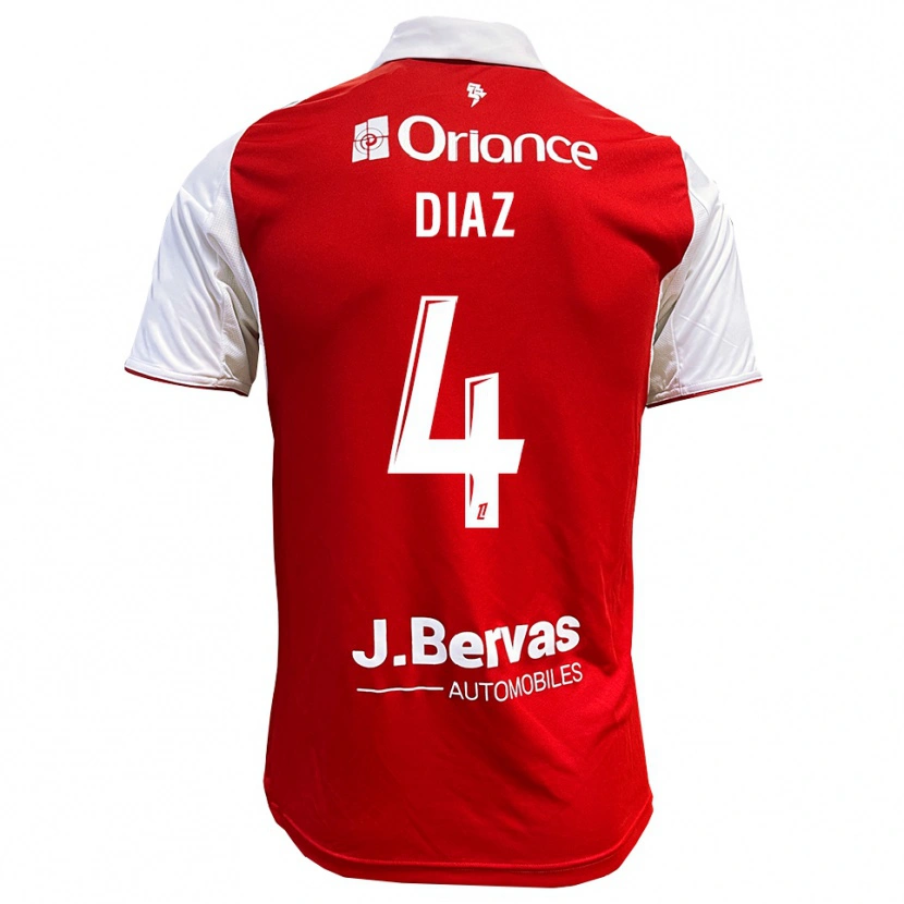 Danxen Dámské Junior Diaz #4 Červená Bílá Domů Hráčské Dresy 2025/26 Dres