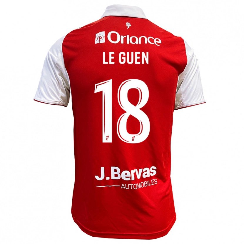 Danxen Dámské Raphaël Le Guen #18 Červená Bílá Domů Hráčské Dresy 2025/26 Dres
