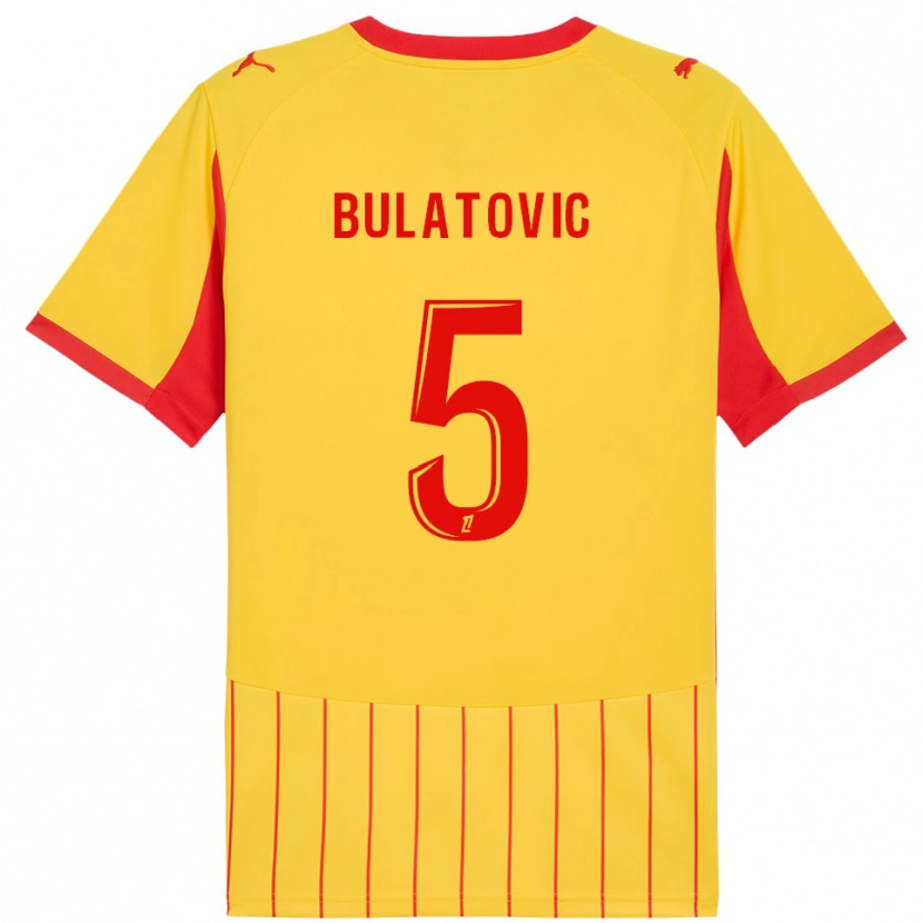 Danxen Dámské Andrija Bulatovic #5 Žlutá Červená Domů Hráčské Dresy 2025/26 Dres