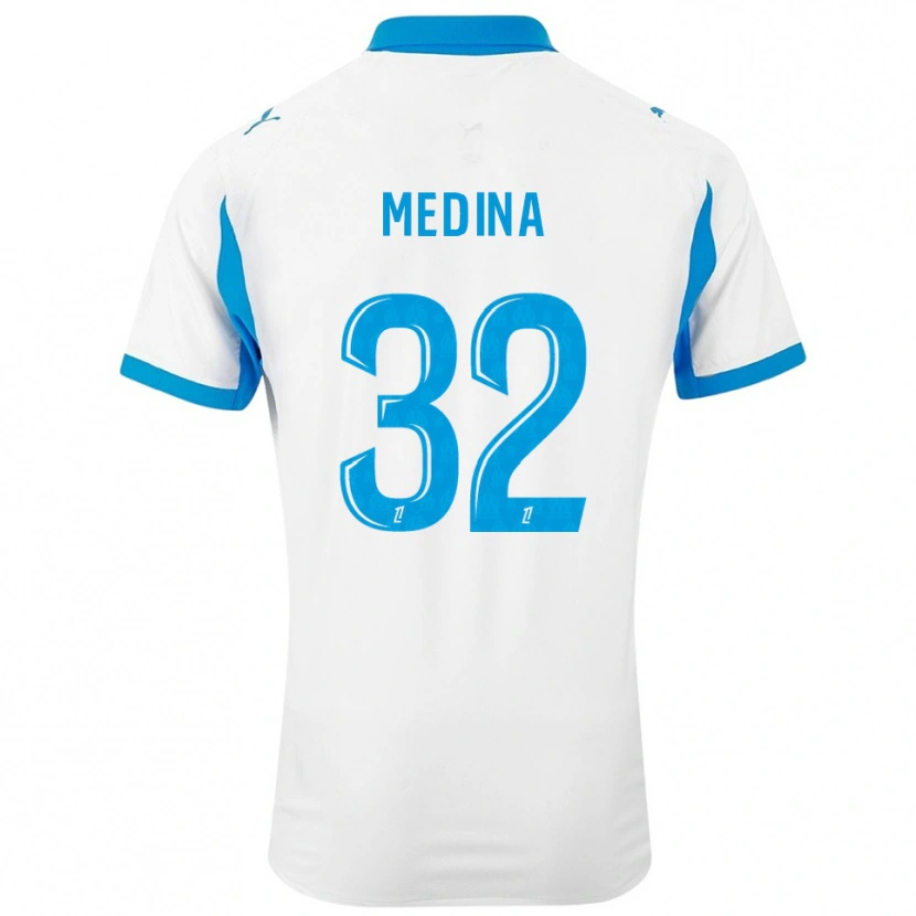 Danxen Dámské Facundo Medina #32 Bílá Nebesky Modrá Domů Hráčské Dresy 2025/26 Dres