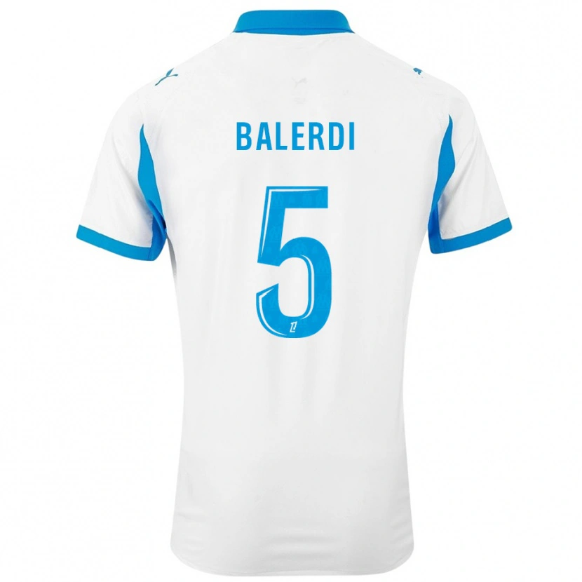 Danxen Dámské Leonardo Balerdi #5 Bílá Nebesky Modrá Domů Hráčské Dresy 2025/26 Dres