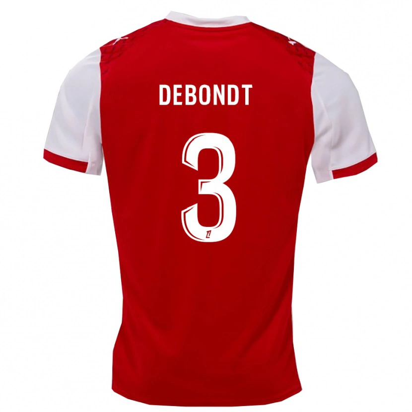 Danxen Dámské Maël Debondt #3 Červená Bílá Domů Hráčské Dresy 2025/26 Dres