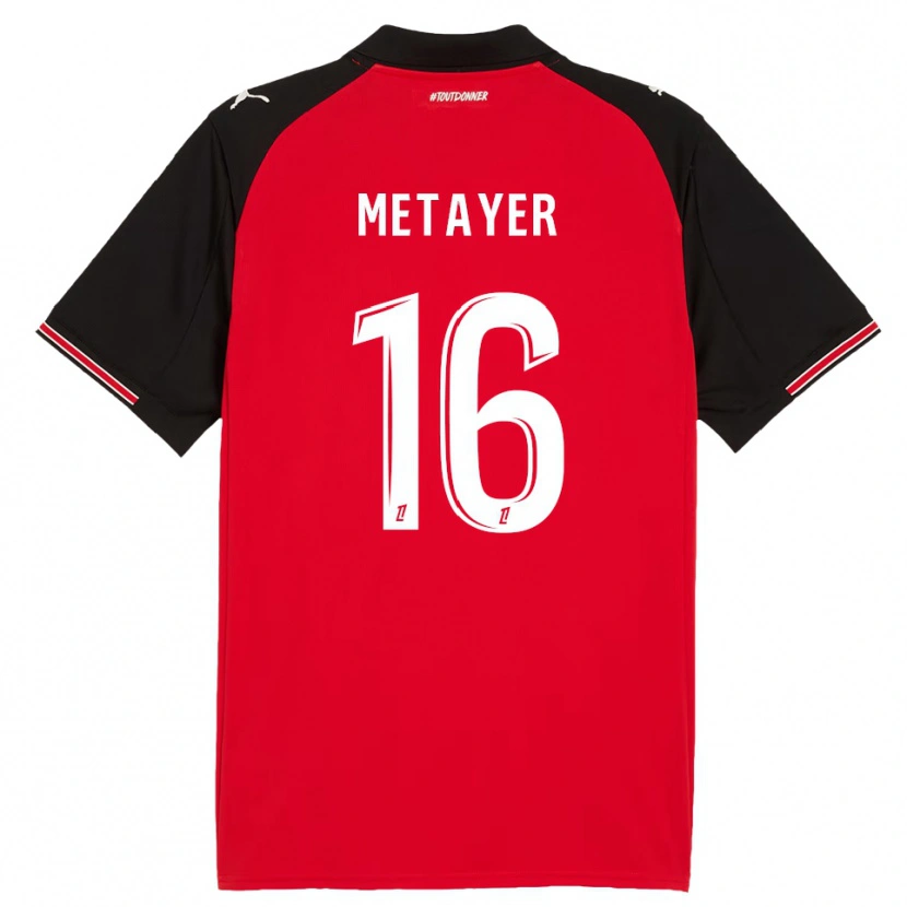 Danxen Dámské Maxence Metayer #16 Červená Černá Domů Hráčské Dresy 2025/26 Dres