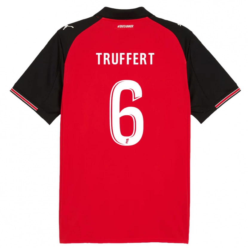Danxen Dámské Florian Truffert #6 Červená Černá Domů Hráčské Dresy 2025/26 Dres