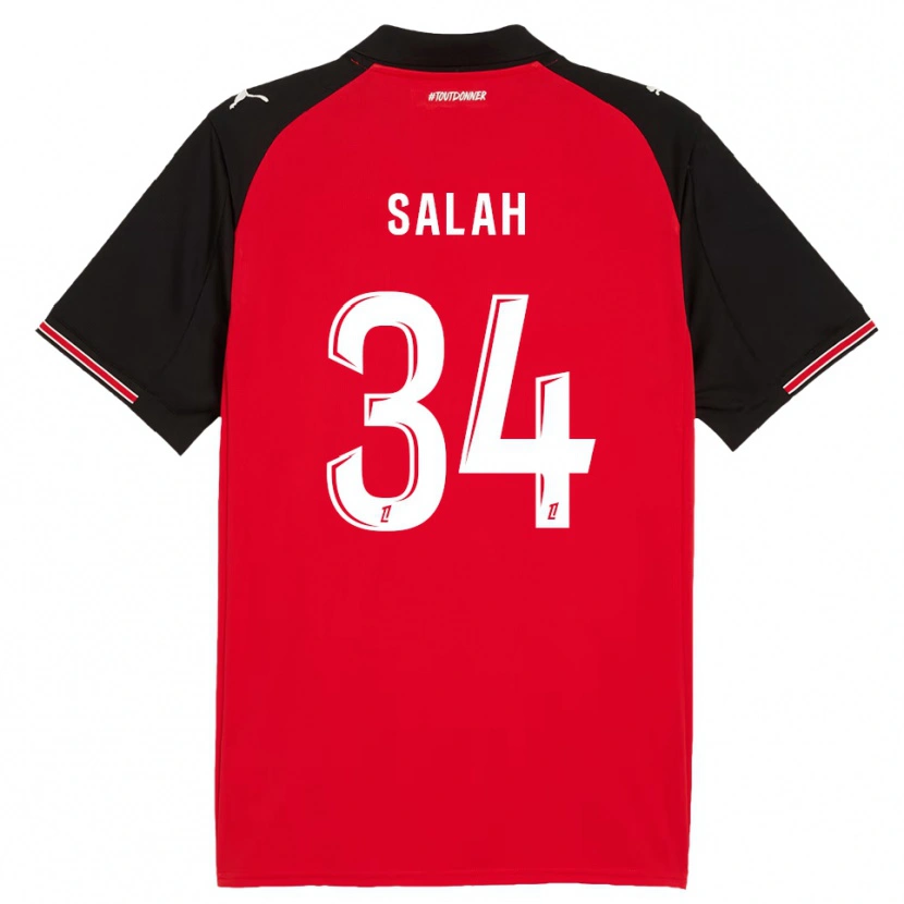 Danxen Dámské Ibrahim Salah #34 Červená Černá Domů Hráčské Dresy 2025/26 Dres