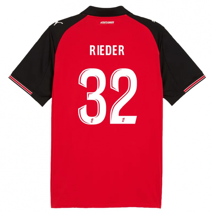 Danxen Dámské Fabian Rieder #32 Červená Černá Domů Hráčské Dresy 2025/26 Dres