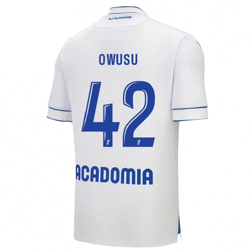 Danxen Dámské Elisha Owusu #42 Bílá Modrá Domů Hráčské Dresy 2025/26 Dres