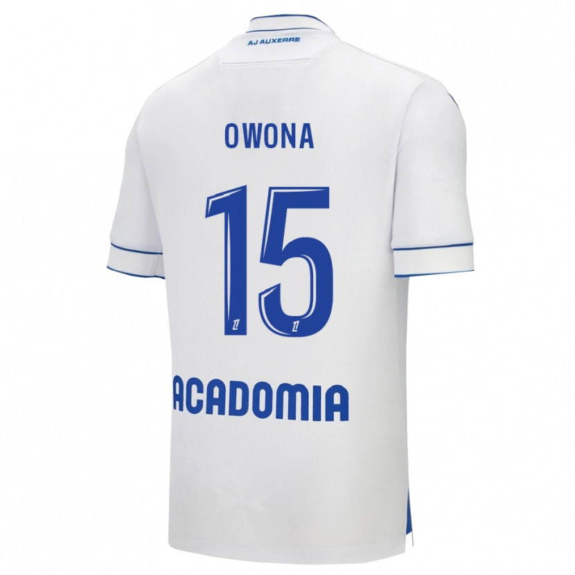 Danxen Dámské Elijah Owona #15 Bílá Modrá Domů Hráčské Dresy 2025/26 Dres