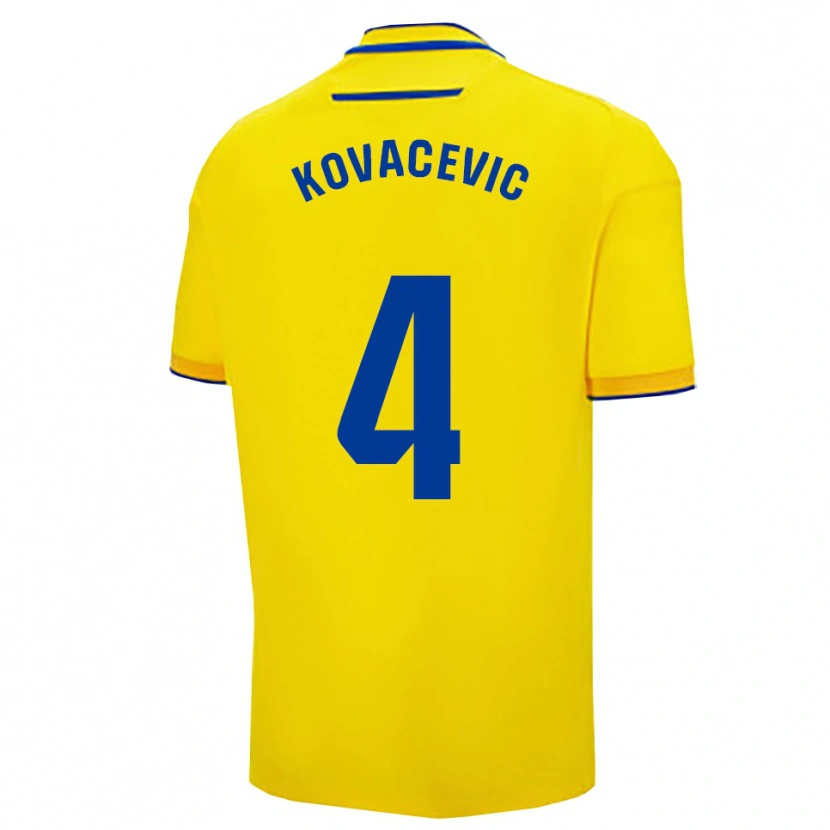 Danxen Dámské Bojan Kovacevic #4 Žlutá Tmavě Modrá Domů Hráčské Dresy 2025/26 Dres