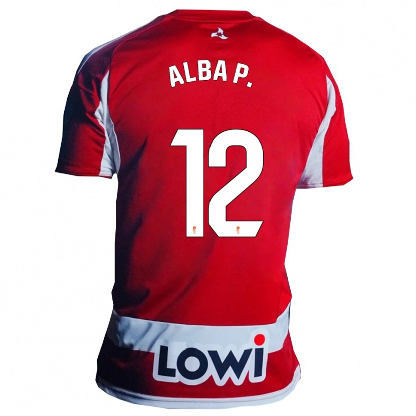 Danxen Dámské Alba Pérez Manrique #12 Červená Bílá Domů Hráčské Dresy 2025/26 Dres