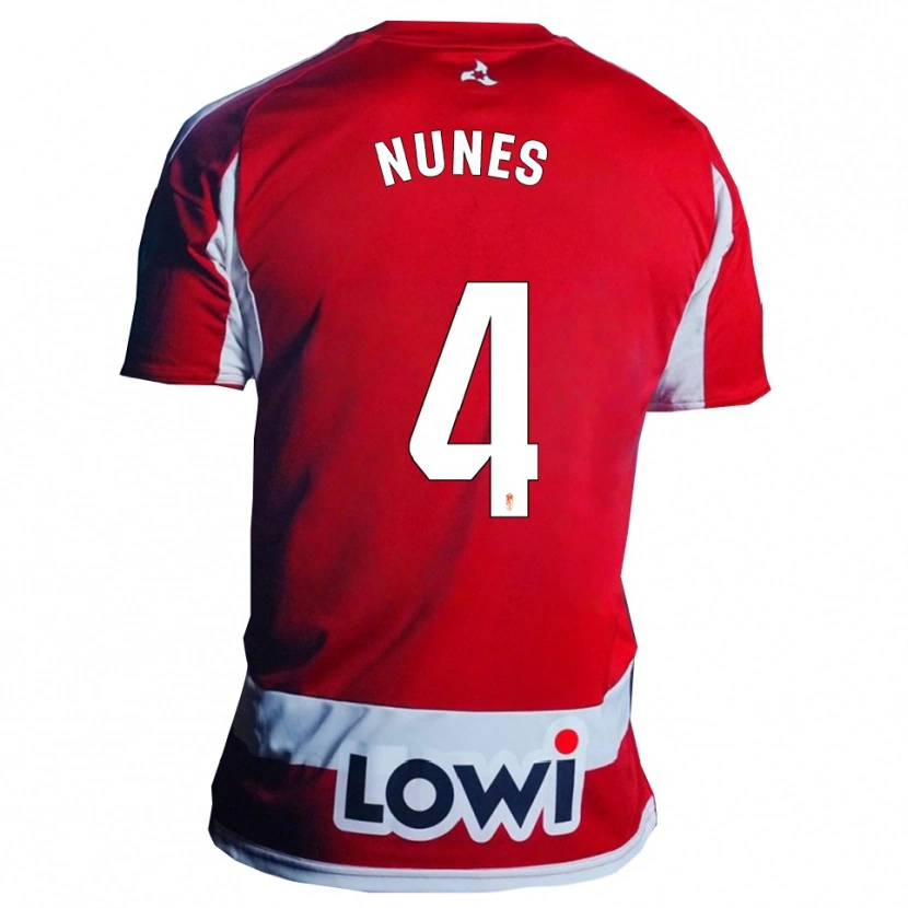 Danxen Dámské David Nunes #4 Červená Bílá Domů Hráčské Dresy 2025/26 Dres