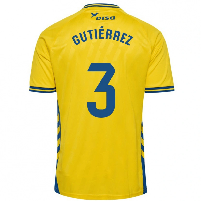 Danxen Dámské Cristian Gutiérrez #3 Žlutá Modrá Domů Hráčské Dresy 2025/26 Dres
