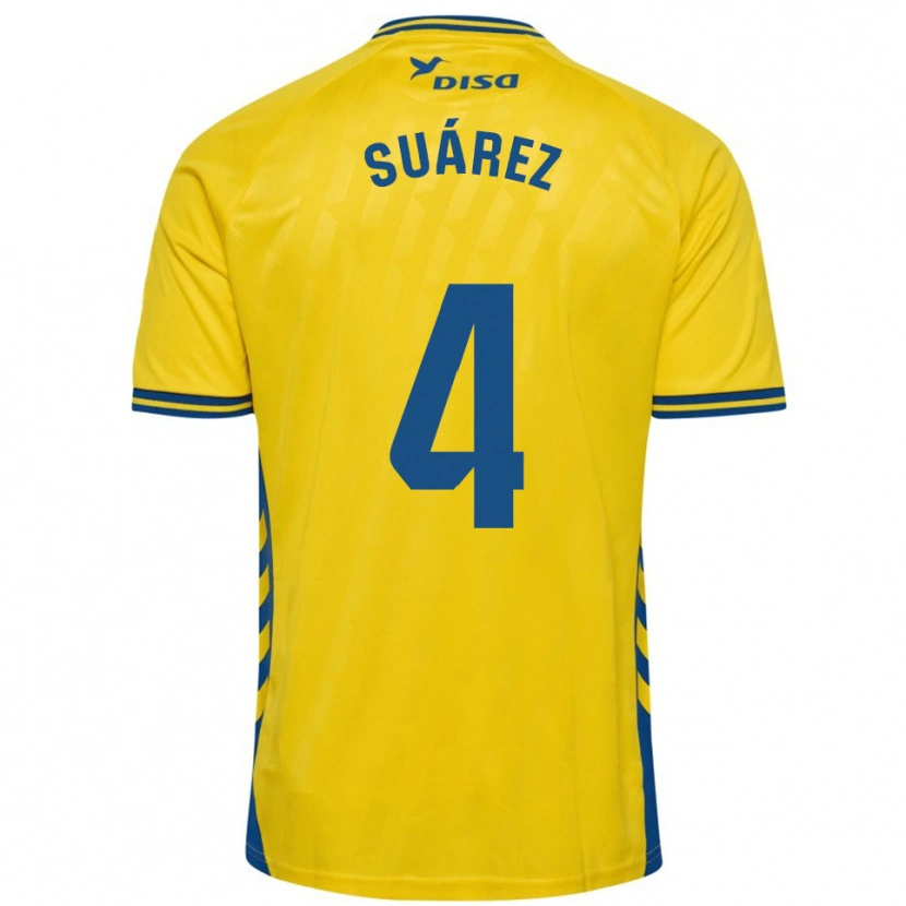Danxen Dámské Álex Suárez #4 Žlutá Modrá Domů Hráčské Dresy 2025/26 Dres