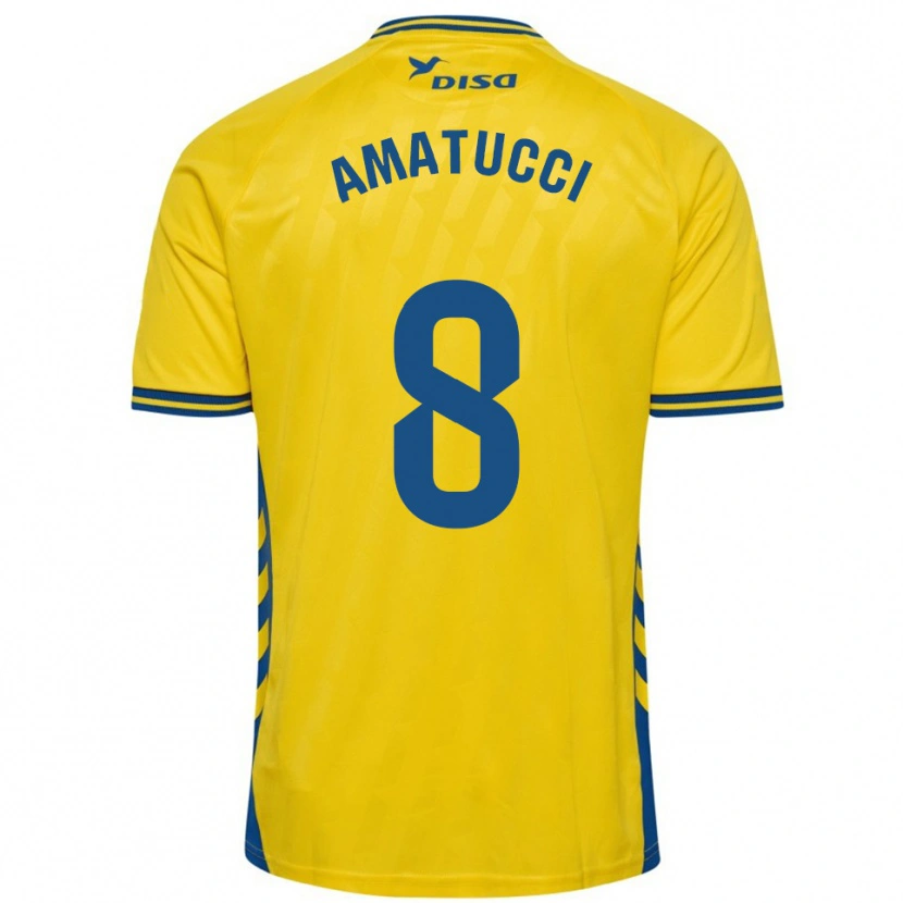 Danxen Dámské Lorenzo Amatucci #8 Žlutá Modrá Domů Hráčské Dresy 2025/26 Dres