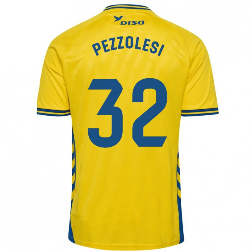 Danxen Dámské Valentín Pezzolesi #32 Žlutá Modrá Domů Hráčské Dresy 2025/26 Dres
