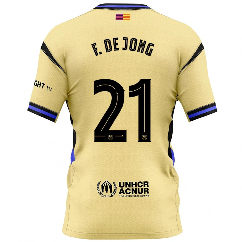 Danxen Dámské Frenkie De Jong #21 Žlutá Černá Daleko Hráčské Dresy 2025/26 Dres