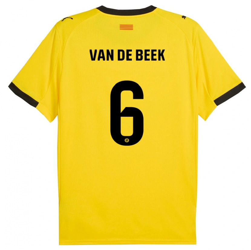 Danxen Dámské Donny Van De Beek #6 Žlutá Černá Daleko Hráčské Dresy 2025/26 Dres