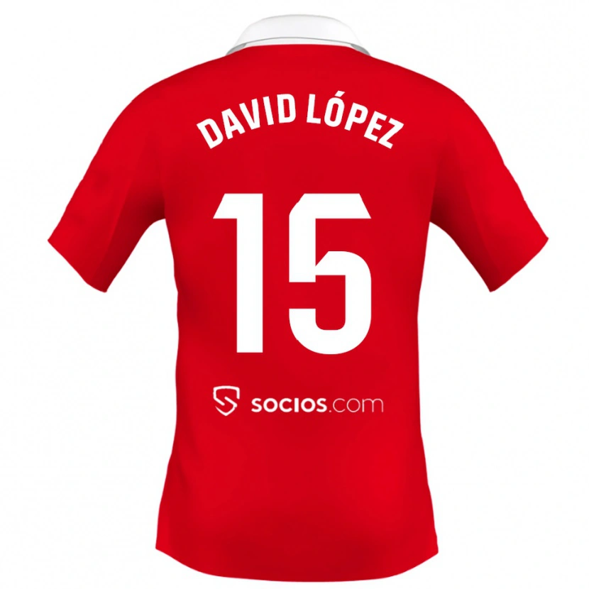 Danxen Dámské David López #15 Červená Bílá Šedá Daleko Hráčské Dresy 2025/26 Dres