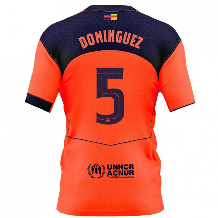 Danxen Dámské Sergi Dominguez #5 Oranžová Tmavě Modrá Třetí Hráčské Dresy 2025/26 Dres