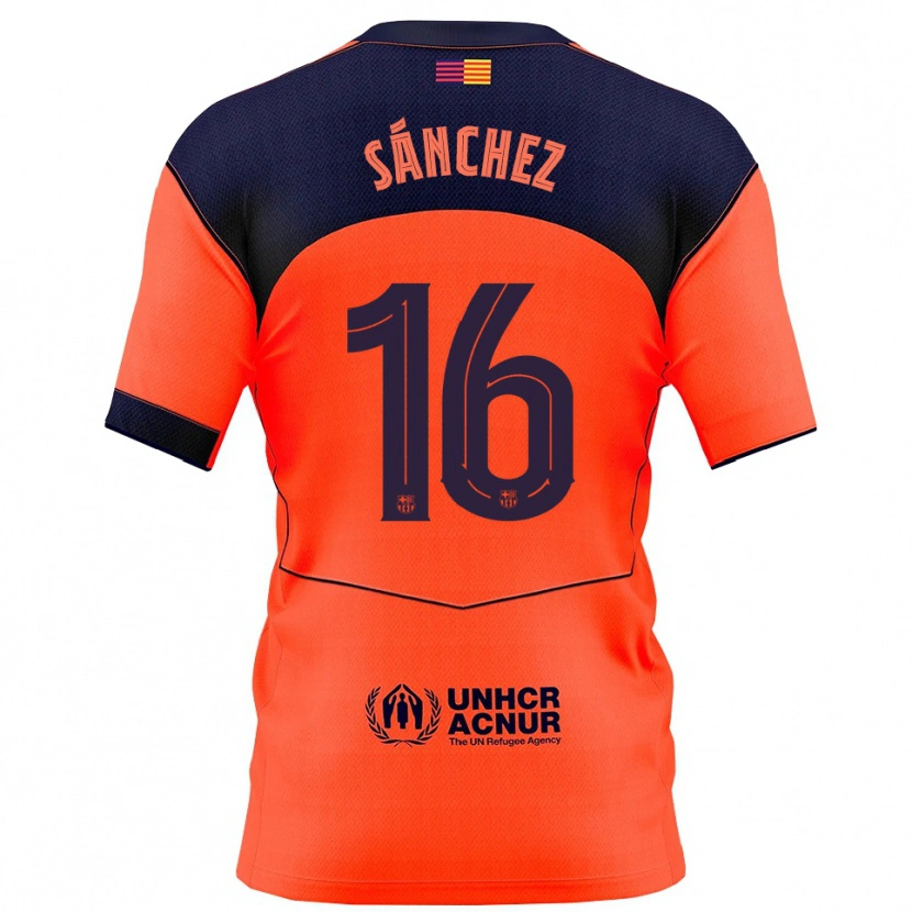 Danxen Dámské Edu Sánchez #16 Oranžová Tmavě Modrá Třetí Hráčské Dresy 2025/26 Dres