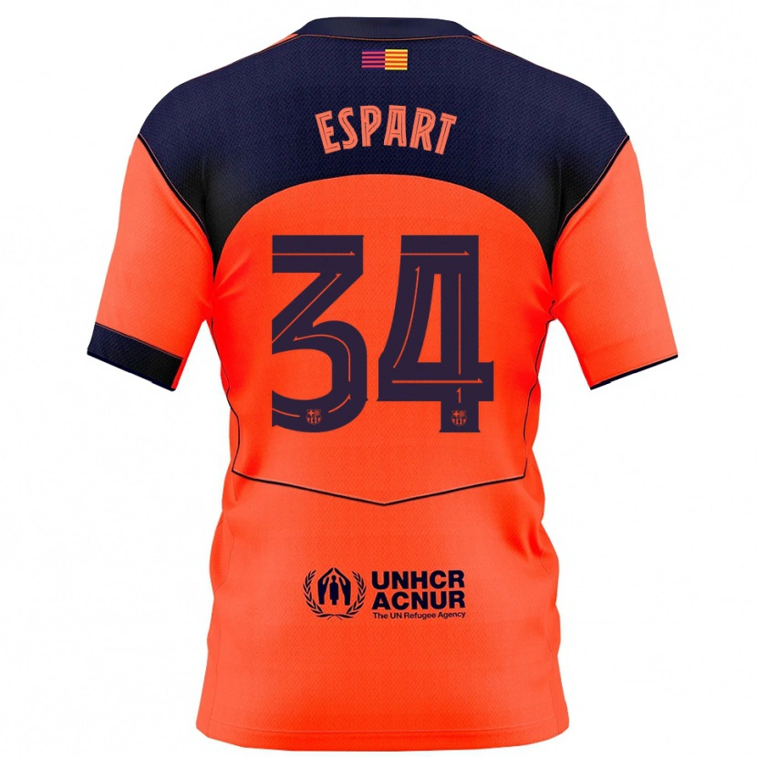 Danxen Dámské Xavi Espart #34 Oranžová Tmavě Modrá Třetí Hráčské Dresy 2025/26 Dres