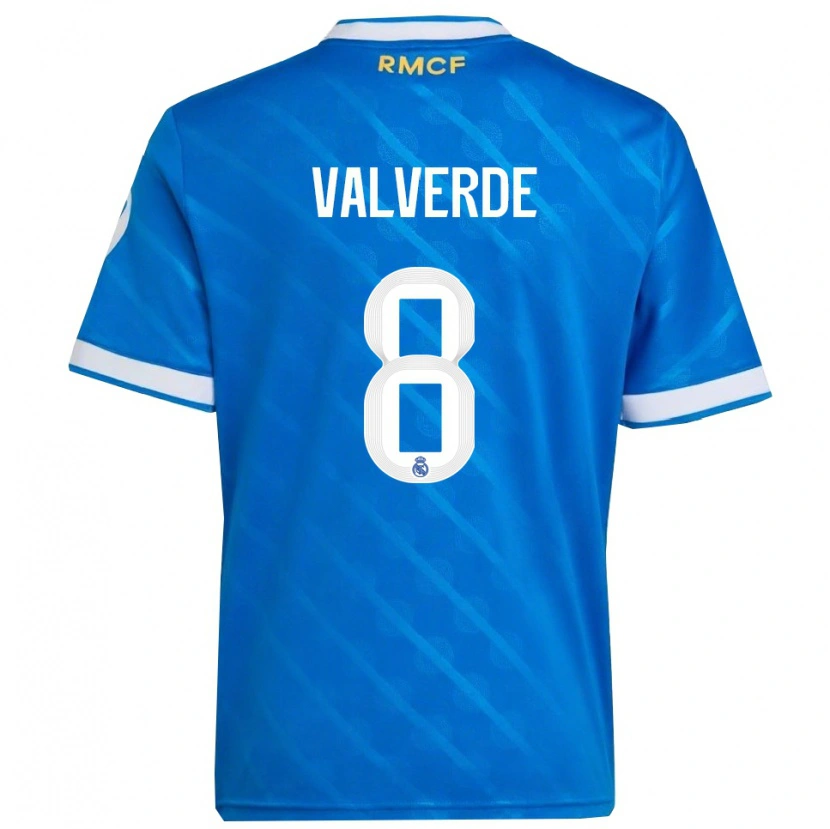 Danxen Dámské Federico Valverde #8 Modrá Bílá Třetí Hráčské Dresy 2025/26 Dres