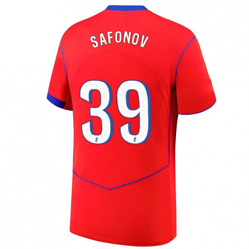 Danxen Dámské Matvey Safonov #39 Červená Modrá Bílá Třetí Hráčské Dresy 2025/26 Dres