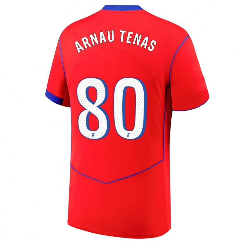 Danxen Dámské Arnau Tenas #80 Červená Modrá Bílá Třetí Hráčské Dresy 2025/26 Dres