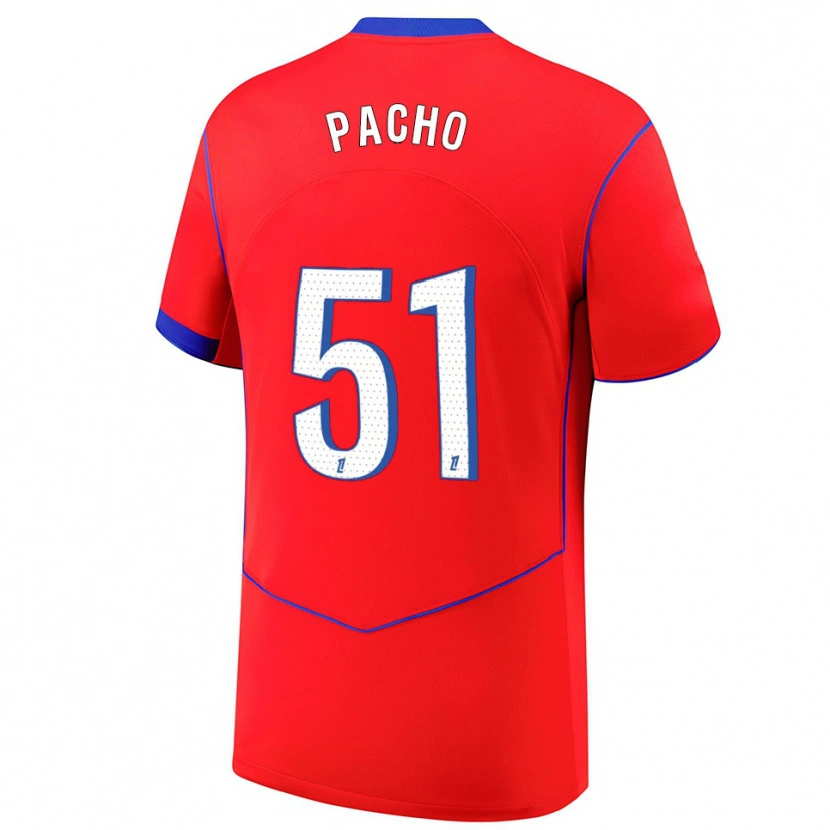 Danxen Dámské Willian Pacho #51 Červená Modrá Bílá Třetí Hráčské Dresy 2025/26 Dres