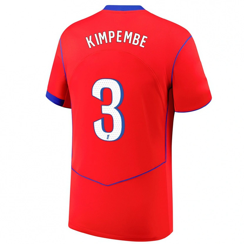 Danxen Dámské Presnel Kimpembe #3 Červená Modrá Bílá Třetí Hráčské Dresy 2025/26 Dres