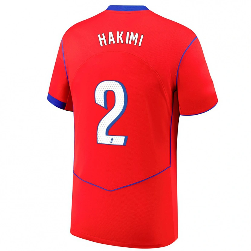 Danxen Dámské Achraf Hakimi #2 Červená Modrá Bílá Třetí Hráčské Dresy 2025/26 Dres