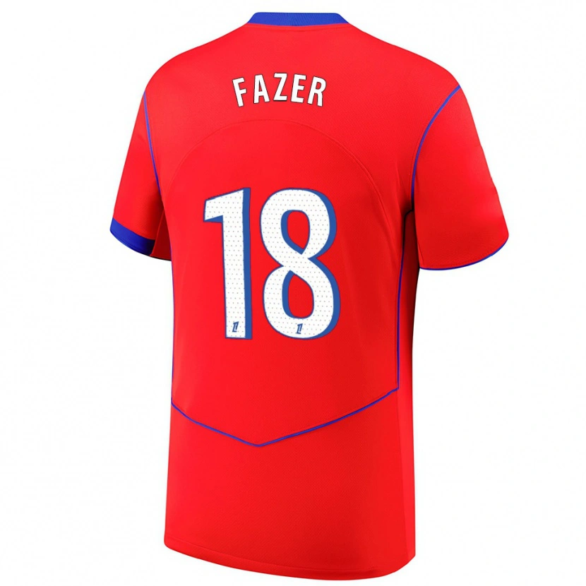Danxen Dámské Laurina Fazer #18 Červená Modrá Bílá Třetí Hráčské Dresy 2025/26 Dres