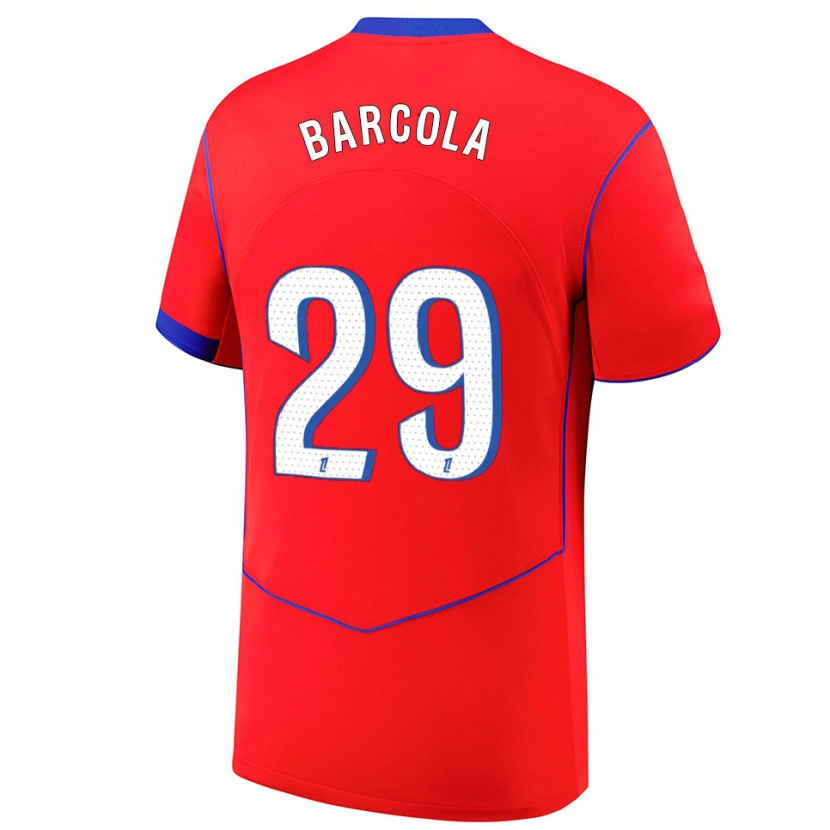 Danxen Dámské Bradley Barcola #29 Červená Modrá Bílá Třetí Hráčské Dresy 2025/26 Dres